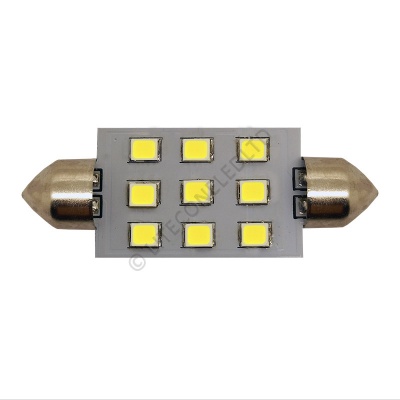 Festoon 42mm 9SMD 2835 10-30v DC 1.2W Cool White